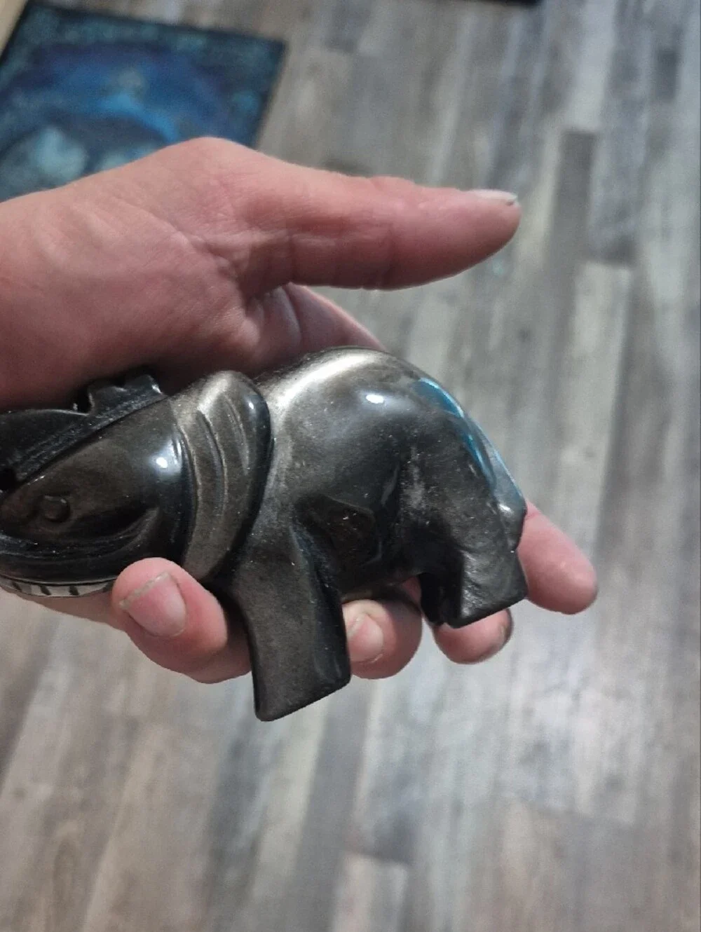 Black Stone Elephant Figurine